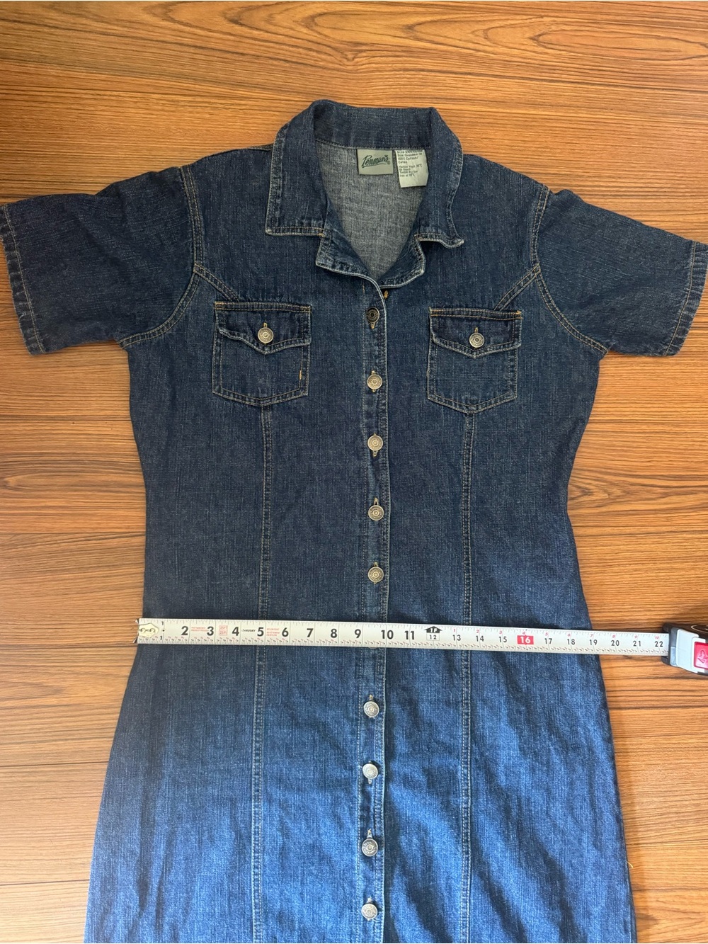 Vintage Penmans Button Front Dark Blue Denim Maxi Dress 100% Cotton - Picture 5 of 7